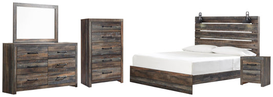 Drystan King Panel Bed, Dresser, Mirror, Chest and Nightstand