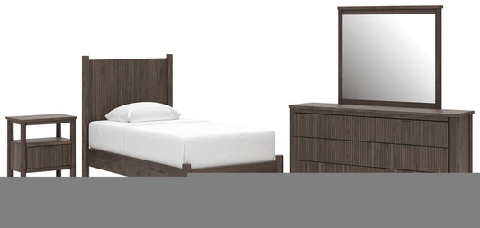 Pamytta Twin Panel Platform Bed, Dresser, Mirror and Nightstand