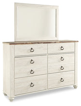 Load image into Gallery viewer, Willowton Queen Panel Bed with Mirrored Dresser and Nightstand

