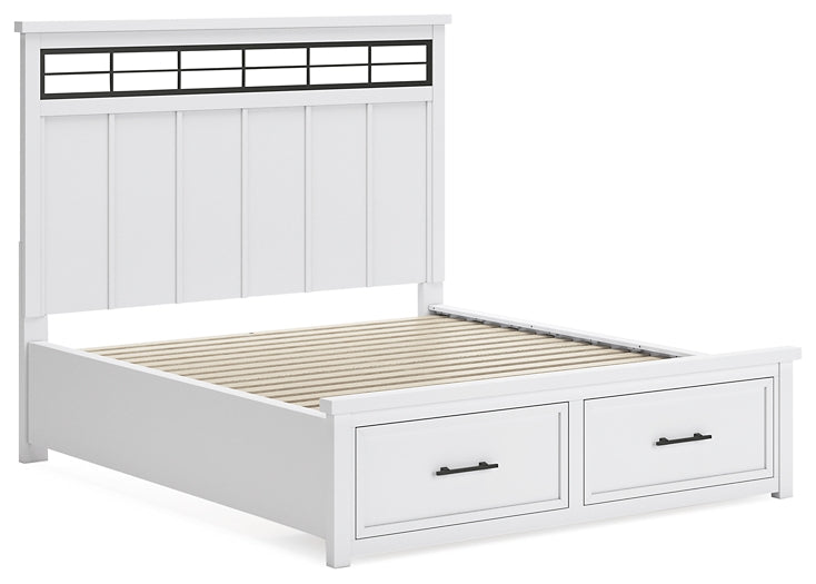 Ashbryn California King Panel Storage Bed with Mirrored Dresser, Chest and Nightstand