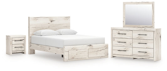 Lawroy Queen Panel Storage Bed with Mirrored Dresser and Nightstand