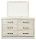 Cambeck Queen Panel Bed with 2 Storage Drawers with Mirrored Dresser and Nightstand