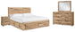 Hyanna King Panel Storage Bed with 1 Under Bed Storage Drawer, Dresser, Mirror and Nightstand