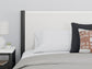 Cadmori King Upholstered Panel Bed, Dresser and Mirror