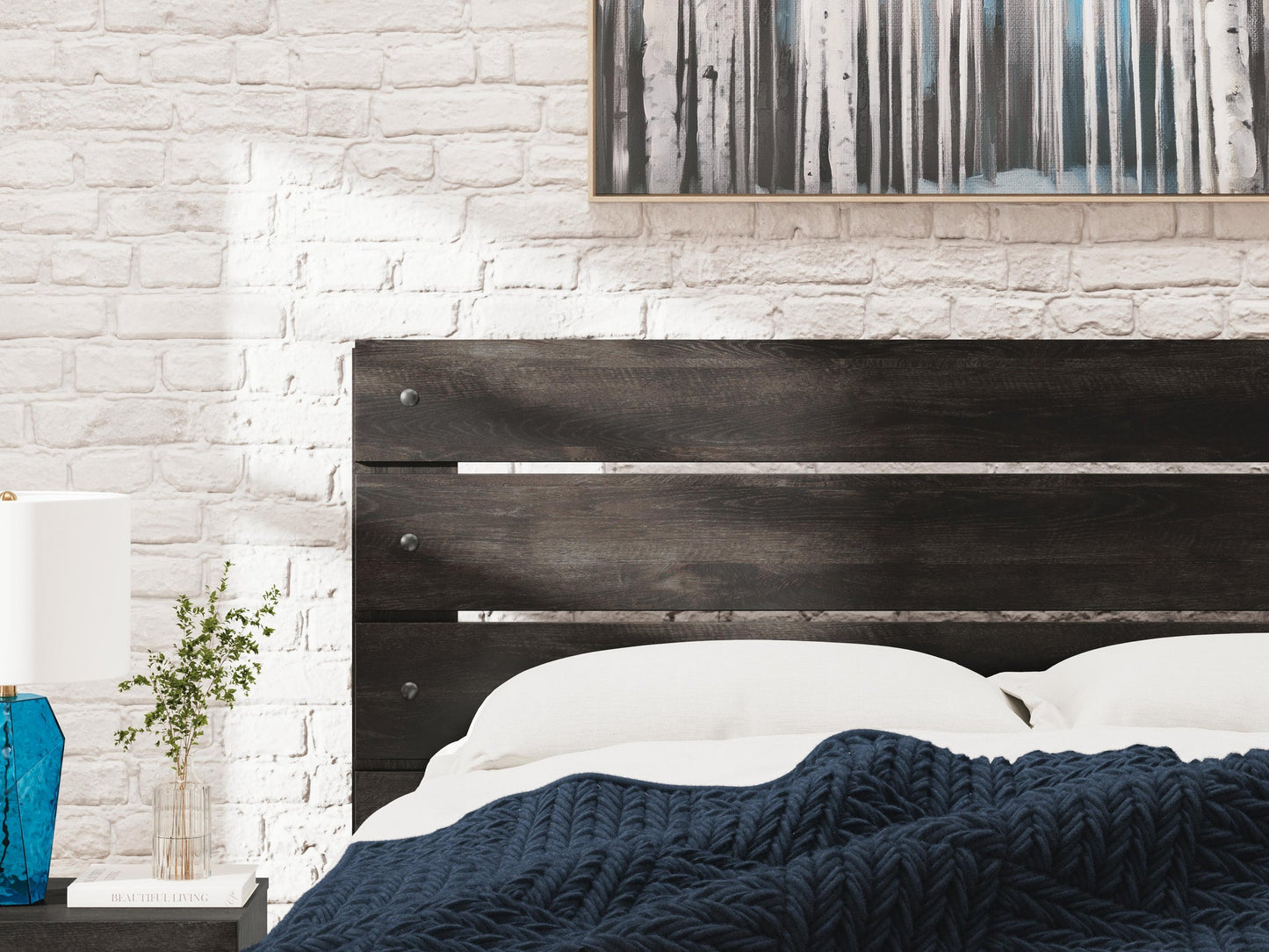 Hollivern King Panel Bed, Dresser, Mirror, Chest and Nightstand