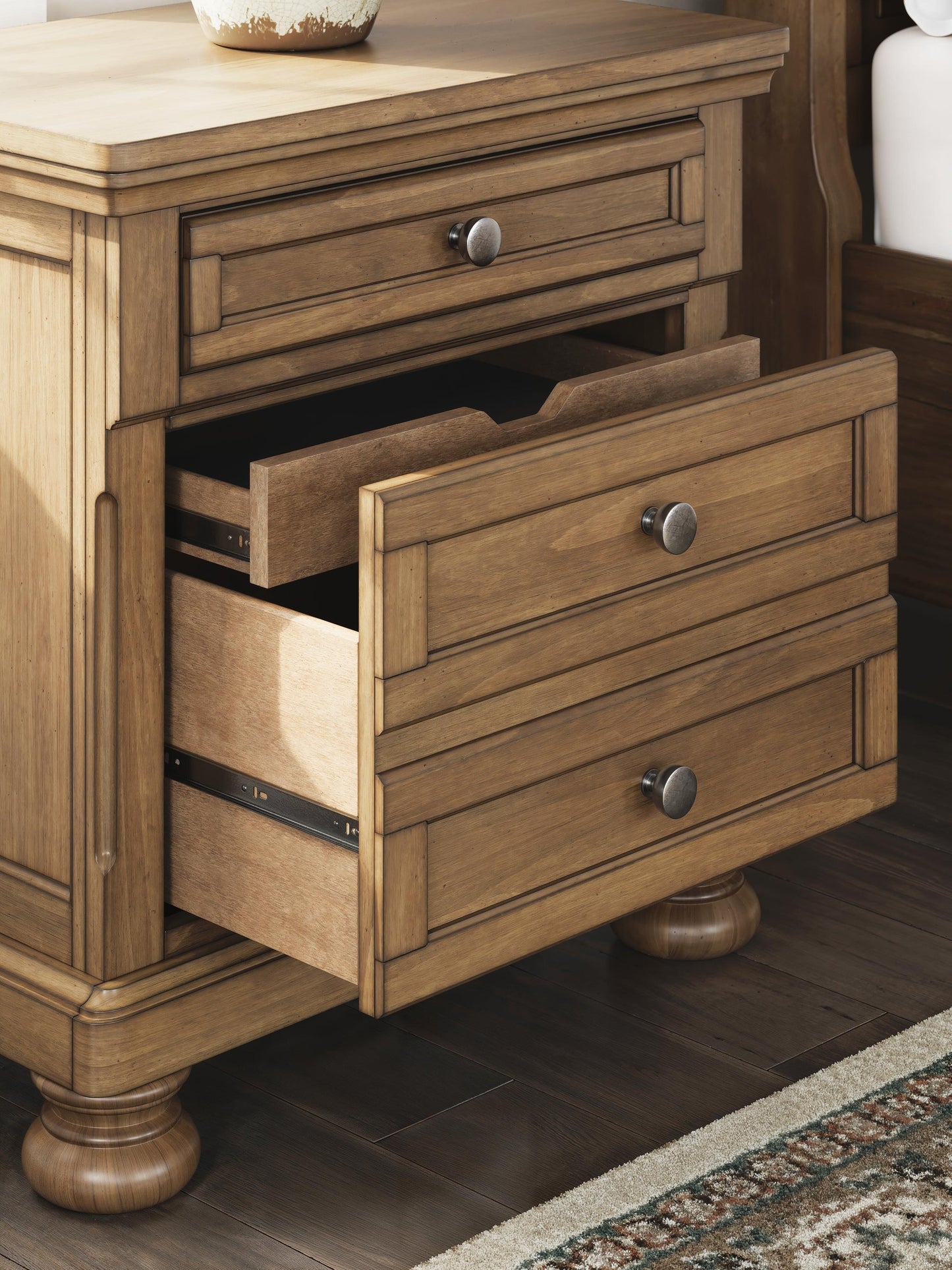 Feddinger Queen Storage Sleigh Bed with Mirrored Dresser, Chest and Nightstand