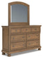 Feddinger King Panel Bed with Mirrored Dresser and Nightstand