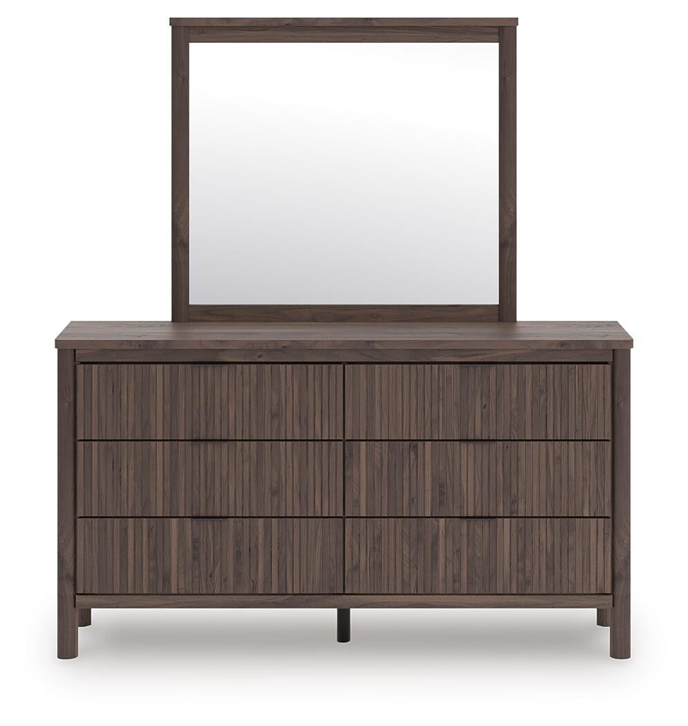 Pamytta Full Upholstered Panel Platform Bed, Dresser, Mirror, Chest and Nightstand