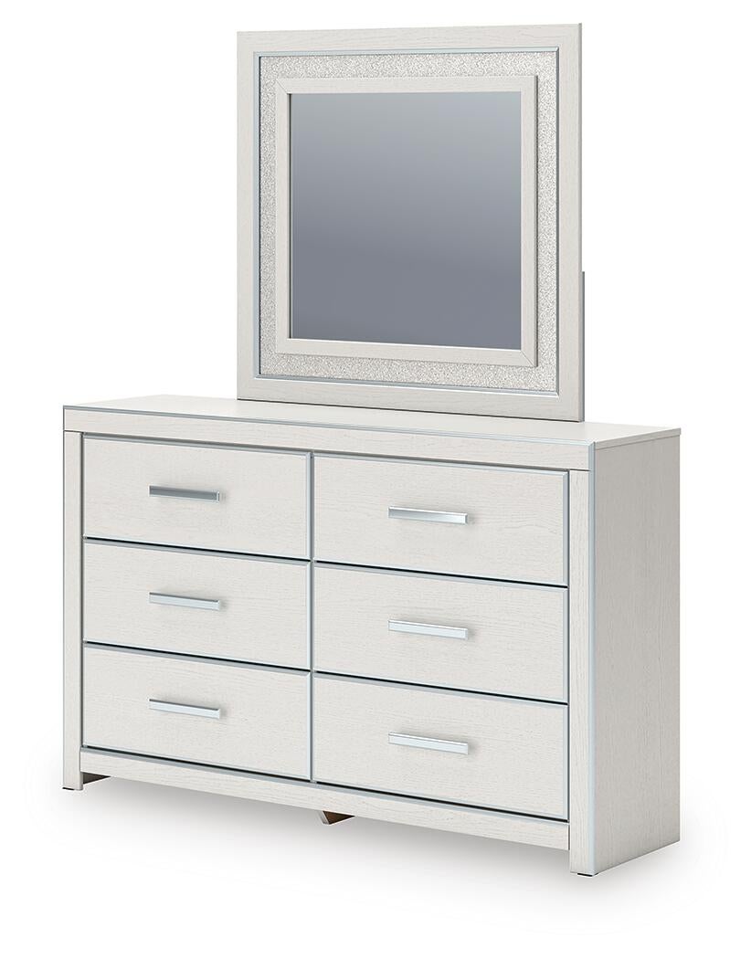 Zuraleus Queen Upholstered Panel Bed, Dresser, Mirror, Chest and Nightstand