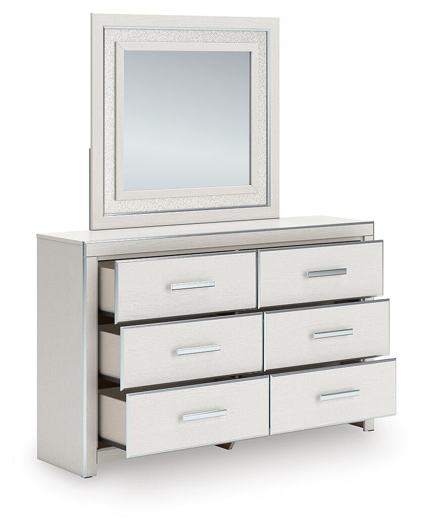 Zuraleus King Upholstered Panel Bed, Dresser, Mirror and Nightstand