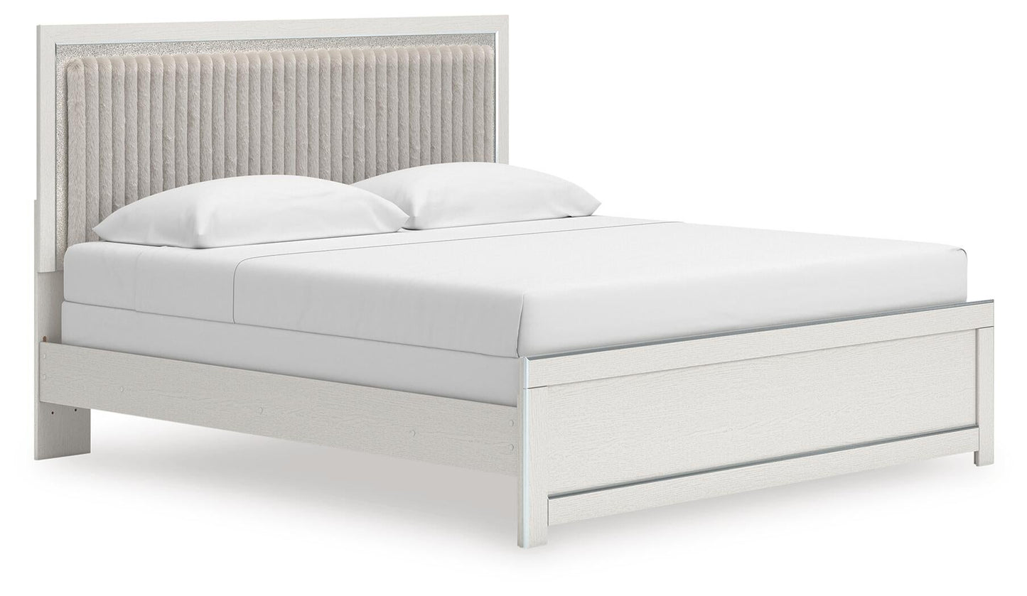 Zuraleus King Upholstered Panel Bed, Dresser, Mirror and Nightstand
