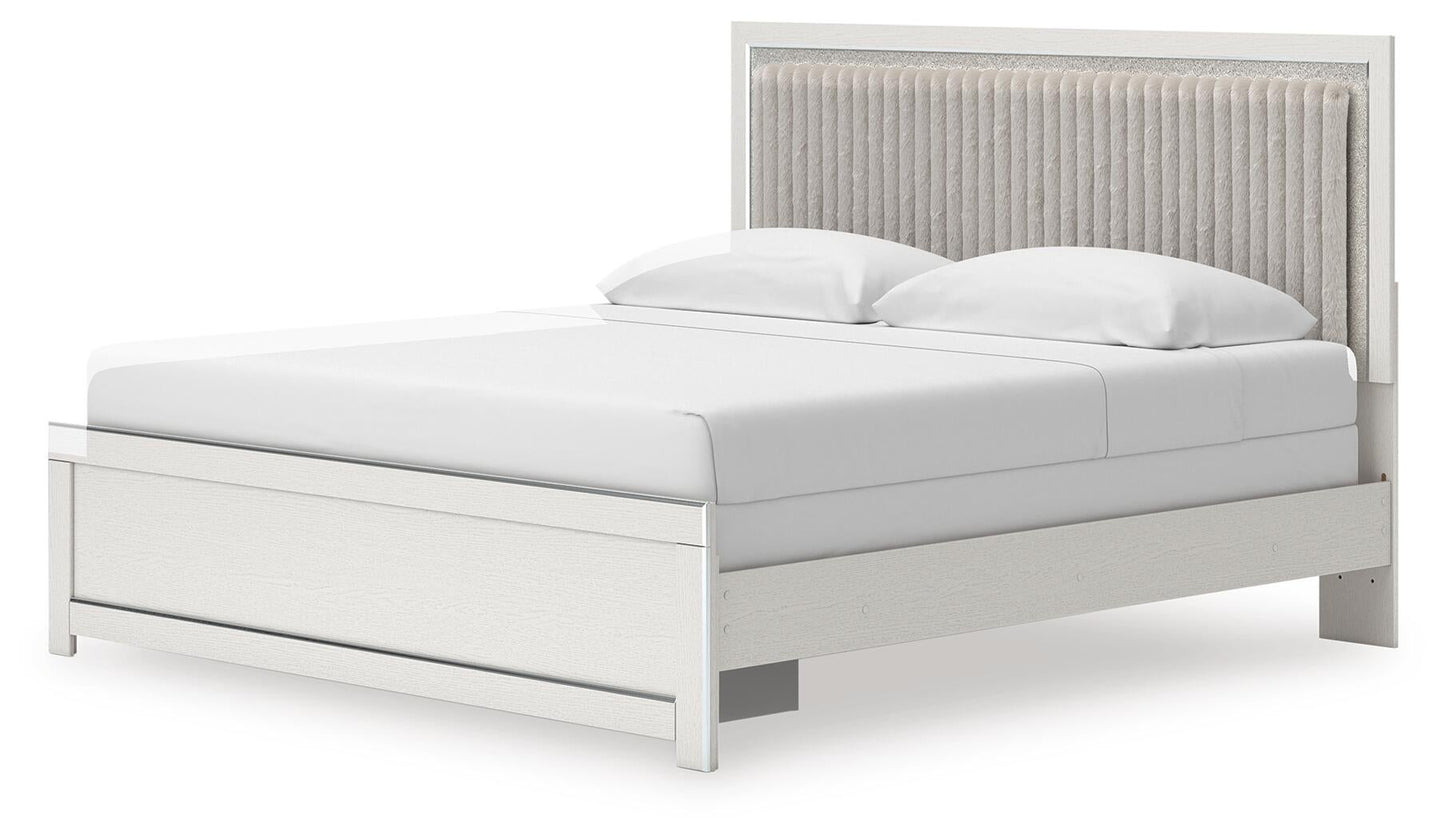 Zuraleus King Upholstered Panel Bed, Dresser and Mirror