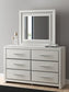 Zuraleus King Upholstered Panel Platform Storage Bed, Dresser, Mirror and Nightstand