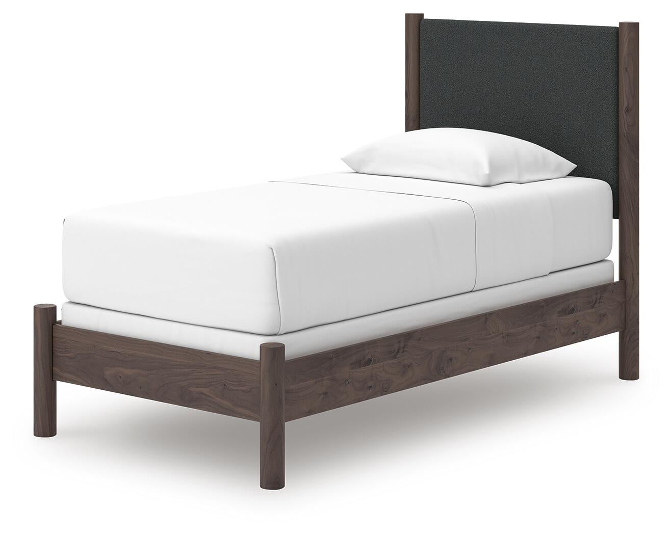 Pamytta Twin Upholstered Panel Bed, Dresser, Mirror and Nightstand