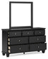 Lanolee California King Panel Storage Bed, Dresser and Mirror