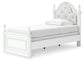 Kozlani Twin Upholstered Panel Bed, Dresser and Mirror