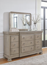 Load image into Gallery viewer, Lexorne California King Sleigh Bed with Mirrored Dresser and 2 Nightstands
